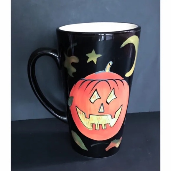 Susan Winget Jack O Lantern Black Coffee Mug Cup Fall Halloween Kitsch Whimsical - Picture 3 of 7